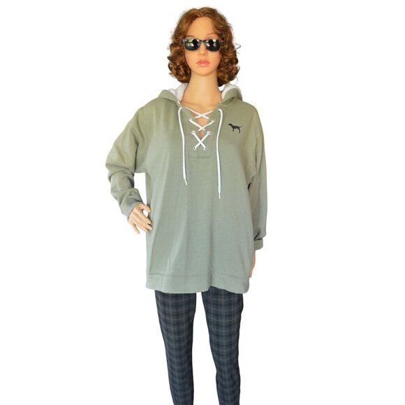 Victoria's Secret PINK Sage Green Pullover Hoodie Womens Size L Loungewear Activ - Picture 3 of 11